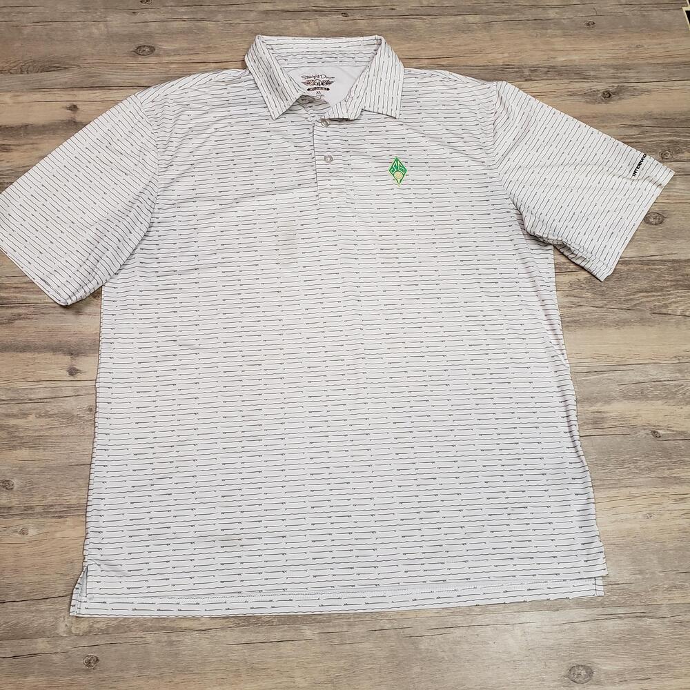 Straight Down Polo Shirt Mens XL White Arrow Print SG Golf Logo